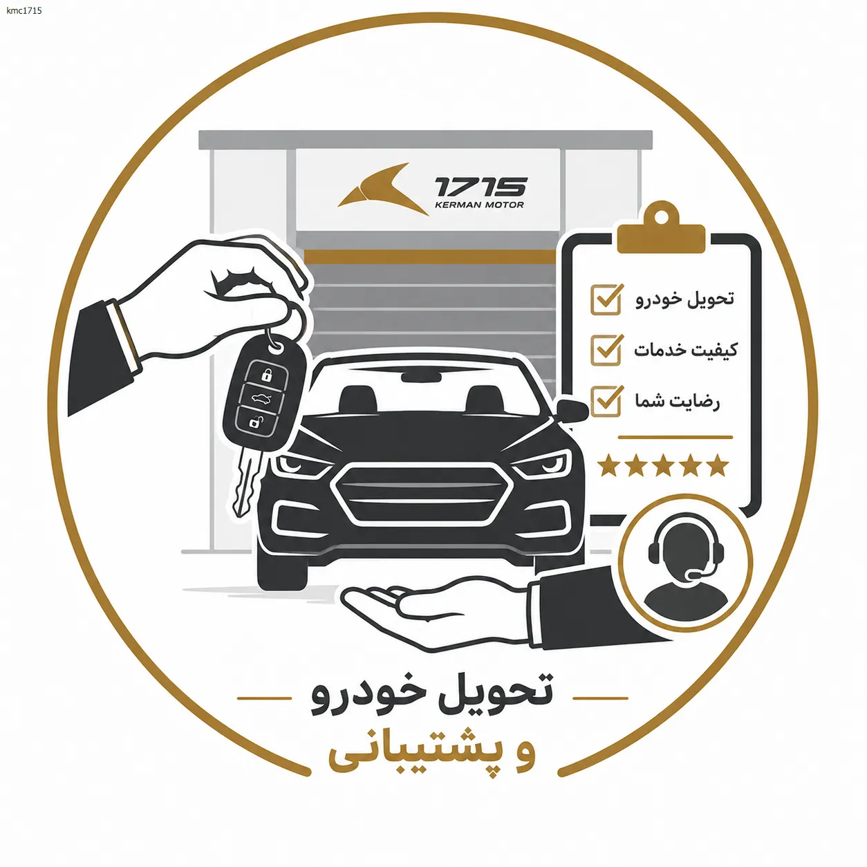 تحویل خودرو پس از تعمیرات و پشتیبانی مشتریان نمایندگی ۱۷۱۵ کرمان موتور